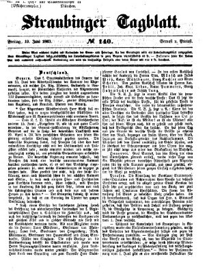 Straubinger Tagblatt Freitag 19. Juni 1863