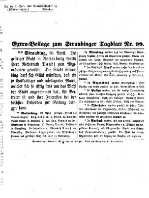 Straubinger Tagblatt Donnerstag 30. April 1863