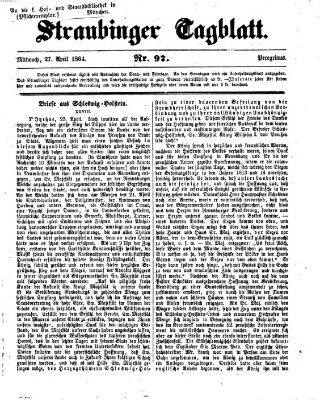 Straubinger Tagblatt Mittwoch 27. April 1864