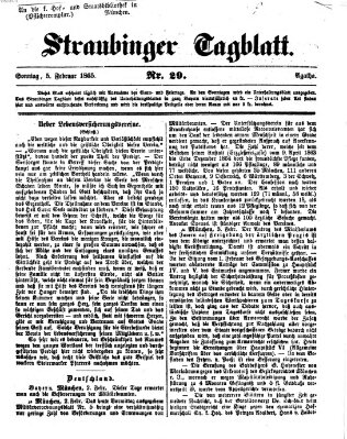 Straubinger Tagblatt Sonntag 5. Februar 1865