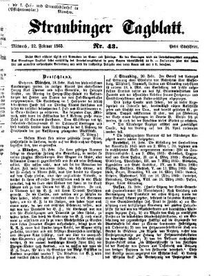 Straubinger Tagblatt Mittwoch 22. Februar 1865