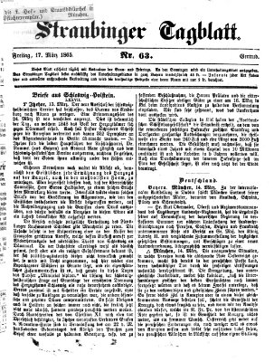 Straubinger Tagblatt Freitag 17. März 1865