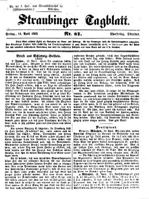 Straubinger Tagblatt Freitag 14. April 1865