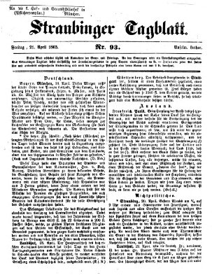 Straubinger Tagblatt Freitag 21. April 1865