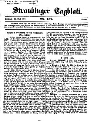 Straubinger Tagblatt Mittwoch 10. Mai 1865