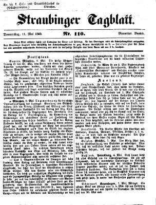 Straubinger Tagblatt Donnerstag 11. Mai 1865