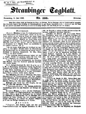 Straubinger Tagblatt Donnerstag 8. Juni 1865