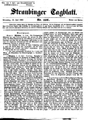 Straubinger Tagblatt Dienstag 13. Juni 1865