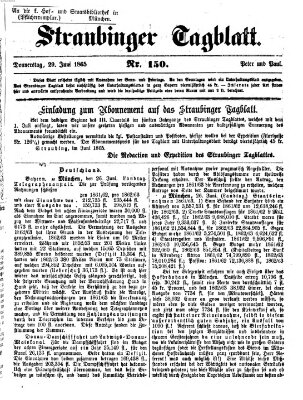 Straubinger Tagblatt Donnerstag 29. Juni 1865