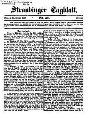 Straubinger Tagblatt Mittwoch 21. Februar 1866