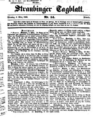 Straubinger Tagblatt Dienstag 6. März 1866