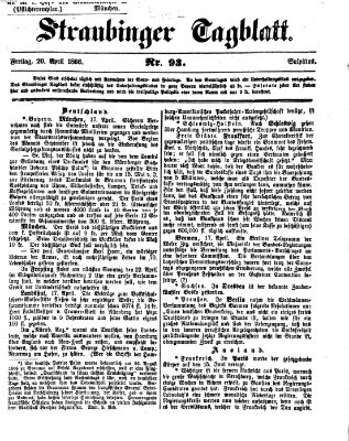 Straubinger Tagblatt Freitag 20. April 1866