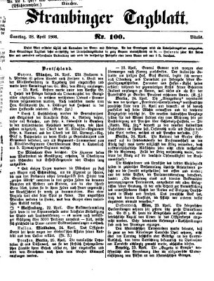 Straubinger Tagblatt Samstag 28. April 1866