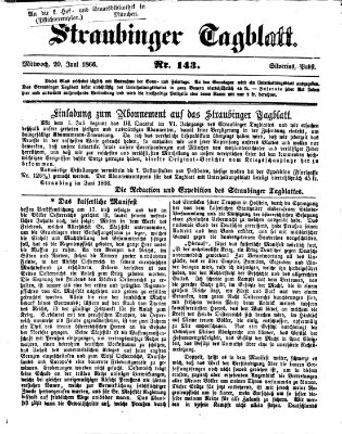 Straubinger Tagblatt Mittwoch 20. Juni 1866