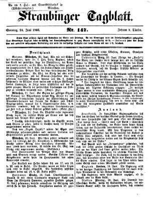 Straubinger Tagblatt Sonntag 24. Juni 1866