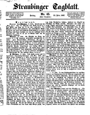 Straubinger Tagblatt Freitag 22. Februar 1867