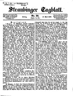 Straubinger Tagblatt Freitag 19. April 1867