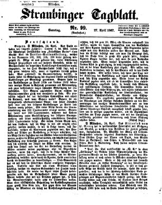 Straubinger Tagblatt Samstag 27. April 1867