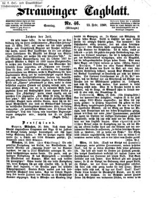 Straubinger Tagblatt Sonntag 23. Februar 1868