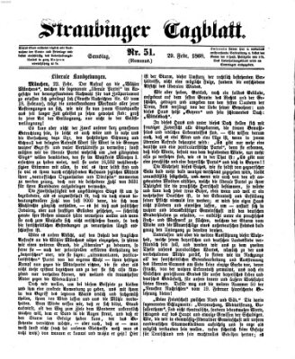 Straubinger Tagblatt Samstag 29. Februar 1868