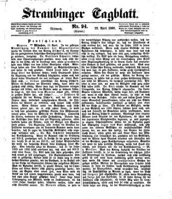 Straubinger Tagblatt Mittwoch 22. April 1868