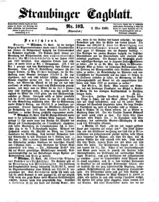 Straubinger Tagblatt Samstag 2. Mai 1868