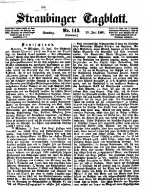 Straubinger Tagblatt Samstag 20. Juni 1868