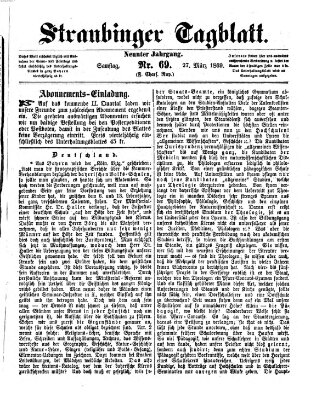 Straubinger Tagblatt Samstag 27. März 1869