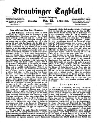 Straubinger Tagblatt Donnerstag 1. April 1869