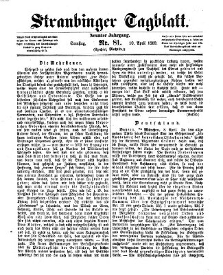 Straubinger Tagblatt Samstag 10. April 1869