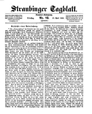 Straubinger Tagblatt Dienstag 13. April 1869