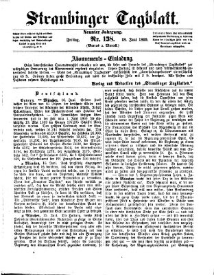 Straubinger Tagblatt Freitag 18. Juni 1869