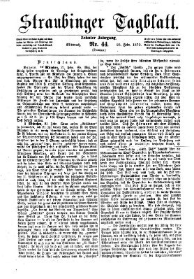 Straubinger Tagblatt Mittwoch 23. Februar 1870