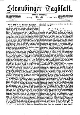 Straubinger Tagblatt Sonntag 27. Februar 1870