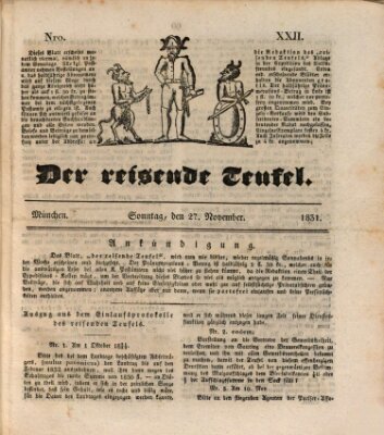 Der reisende Teufel (Der Hofnarr) Sonntag 27. November 1831