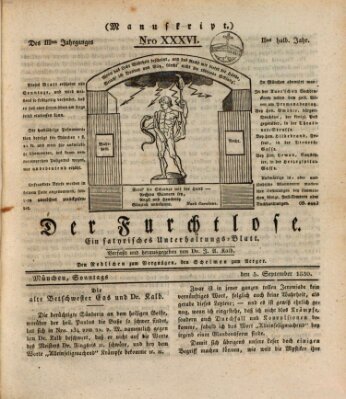 Der furchtlose Bayer (Der reisende Teufel) Sonntag 5. September 1830