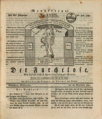 Der furchtlose Bayer (Der reisende Teufel) Sonntag 26. September 1830