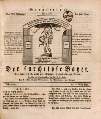 Der furchtlose Bayer (Der reisende Teufel) Donnerstag 17. März 1831