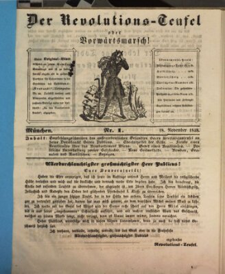 Der Revolutions-Teufel oder Vorwärtsmarsch! Samstag 18. November 1848