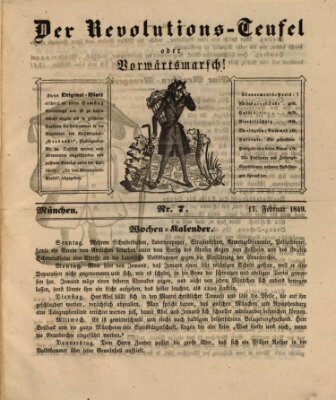 Der Revolutions-Teufel oder Vorwärtsmarsch! Samstag 17. Februar 1849