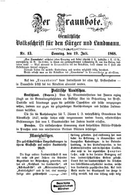 Der Traunbote (Traun-Alz-Salzachbote) Sonntag 19. Juli 1868