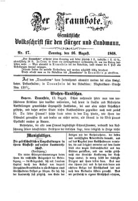 Der Traunbote (Traun-Alz-Salzachbote) Sonntag 16. August 1868