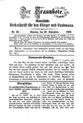 Der Traunbote (Traun-Alz-Salzachbote) Sonntag 20. September 1868