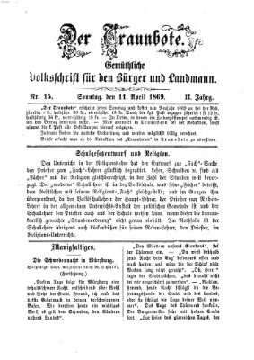 Der Traunbote (Traun-Alz-Salzachbote) Sonntag 11. April 1869