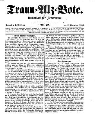 Traun-Alz-Bote (Traun-Alz-Salzachbote) Dienstag 2. November 1869