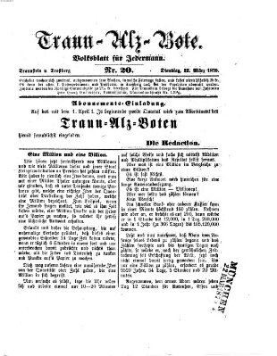 Traun-Alz-Bote (Traun-Alz-Salzachbote) Dienstag 22. März 1870