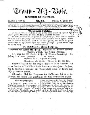 Traun-Alz-Bote (Traun-Alz-Salzachbote) Dienstag 27. September 1870