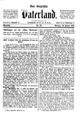 Das bayerische Vaterland Sonntag 16. Januar 1870