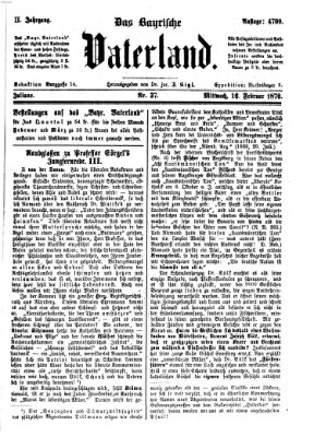 Das bayerische Vaterland Mittwoch 16. Februar 1870