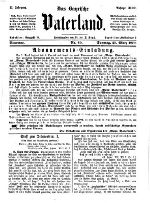 Das bayerische Vaterland Sonntag 27. März 1870